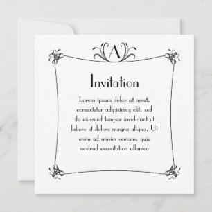 Customizable Elegant Border With Monogram Invitation