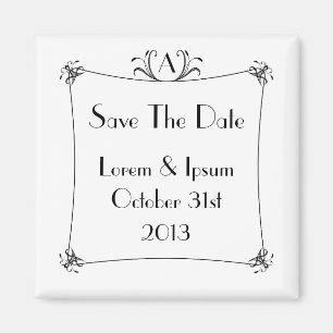 Customizable Elegant Border With Monogram Magnet
