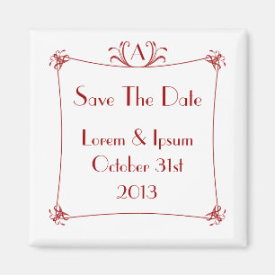 Customizable Elegant Border With Monogram Magnet