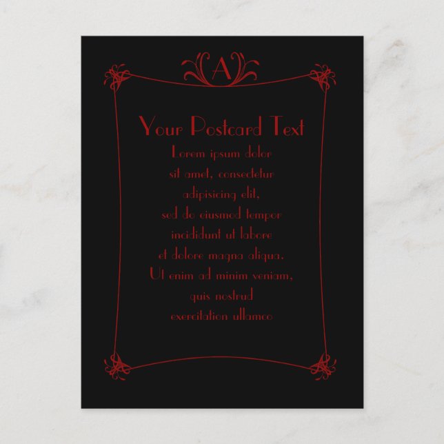 Customizable Elegant Border With Monogram Postcard (Front)