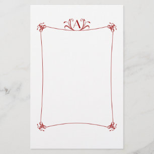 Customizable Elegant Border With Monogram Stationery
