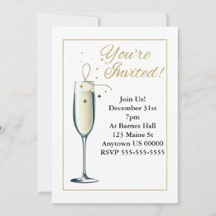 Customizable Elegant Champagne Glass Invitations