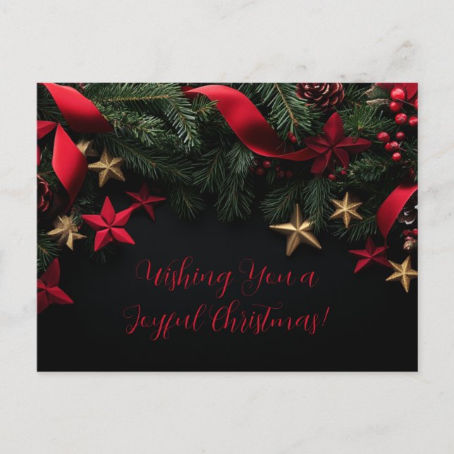 Customizable Elegant Christmas Card with Wreath (Front)