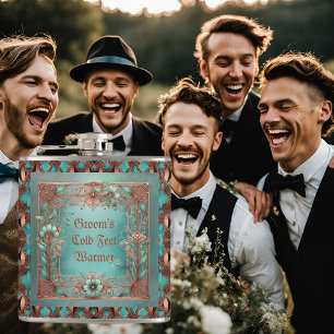 Customizable Elegant Copper Turquoise Frame Hip Flask