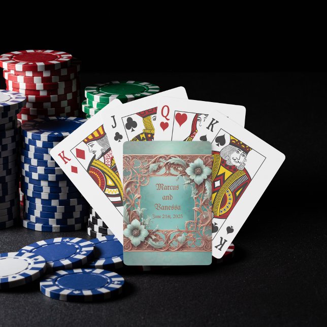 Customizable Elegant Copper Turquoise Frame  Playing Cards (Creator Uploaded)