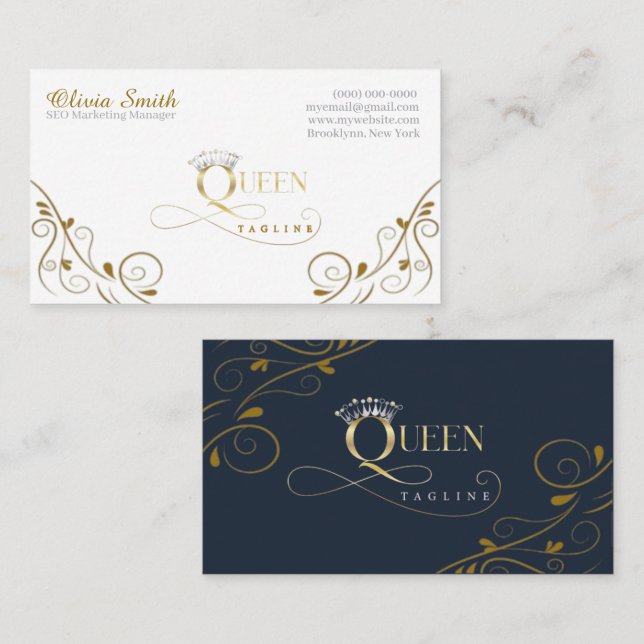   Customizable Elegant Crown Queen Template 11 Business Card (Front/Back)