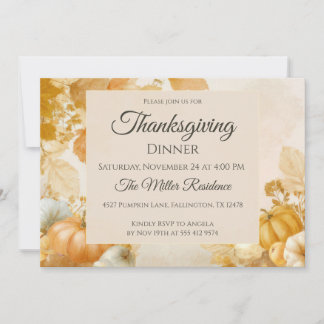 Customizable elegant Fall Thanksgiving Invitation