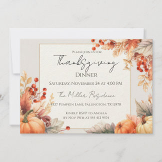 Customizable elegant Fall Thanksgiving Invitation
