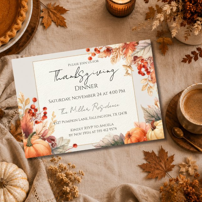 Customizable elegant Fall Thanksgiving Invitation (Creator Uploaded)