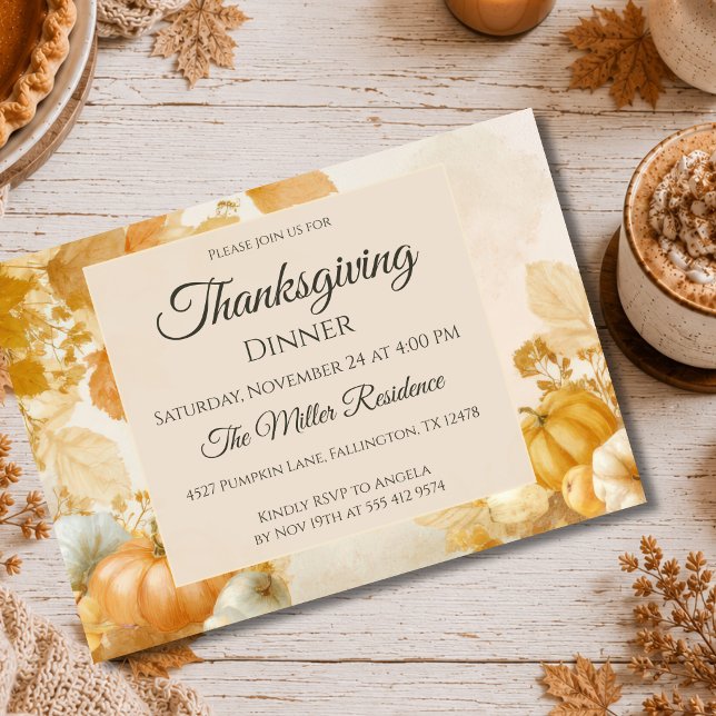 Customizable elegant Fall Thanksgiving Invitation (Créateur téléchargé)
