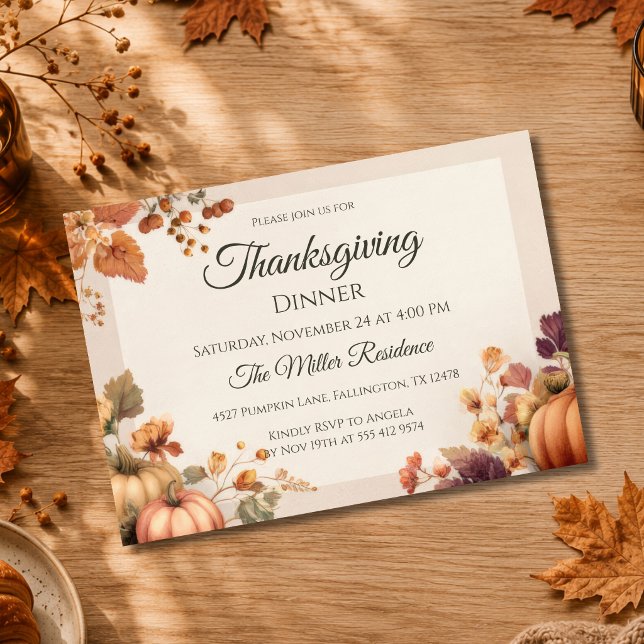 Customizable elegant Fall Thanksgiving Invitation (Creator Uploaded)