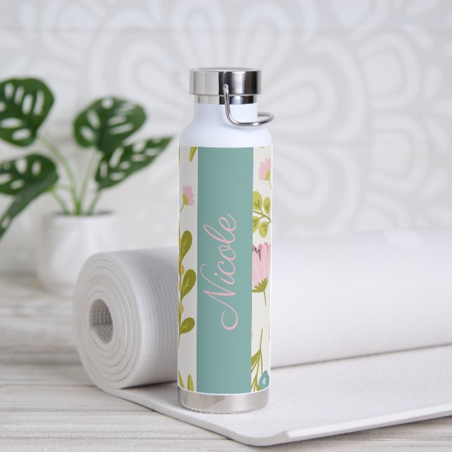 Customizable Elegant Floral  Water Bottle (Yoga)