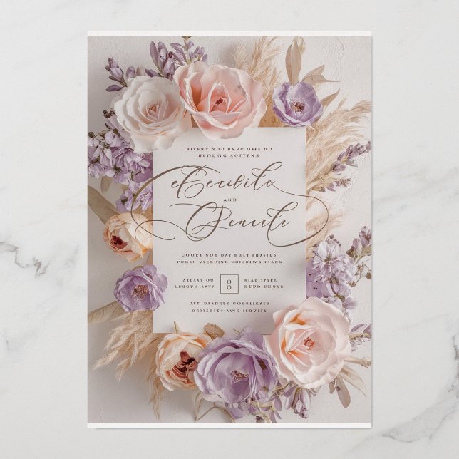 Customizable Elegant Floral Wedding Invitation in  (Front)