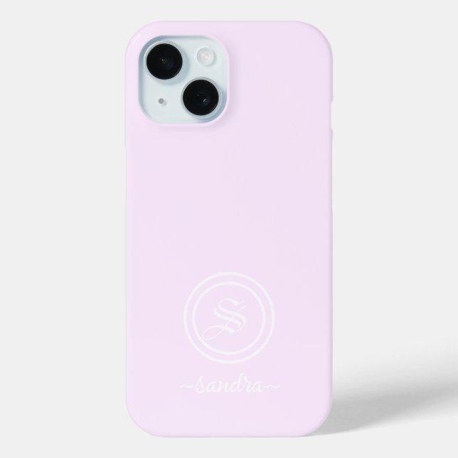 Customizable Elegant Lavender Monogram Phone Case (Back)