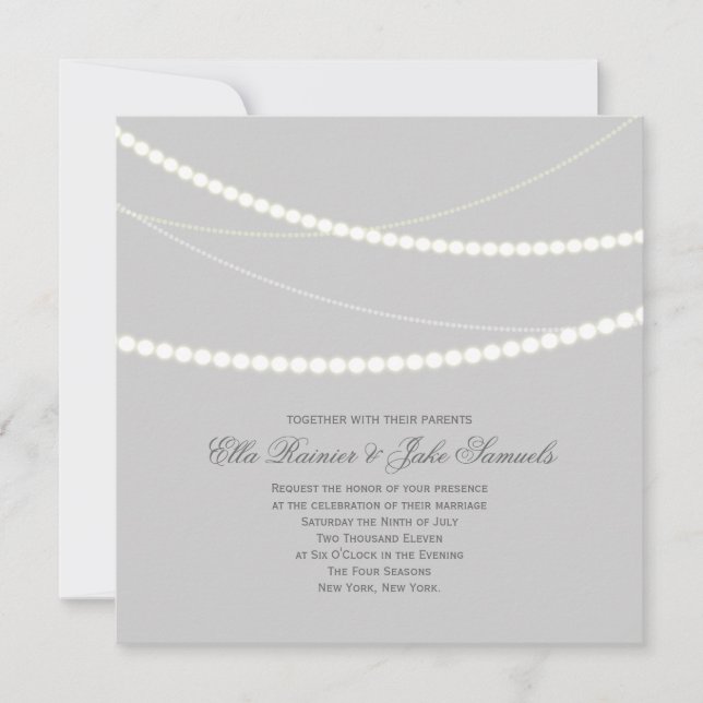 Customizable Elegant Light Strings Wedding Invite (Front)