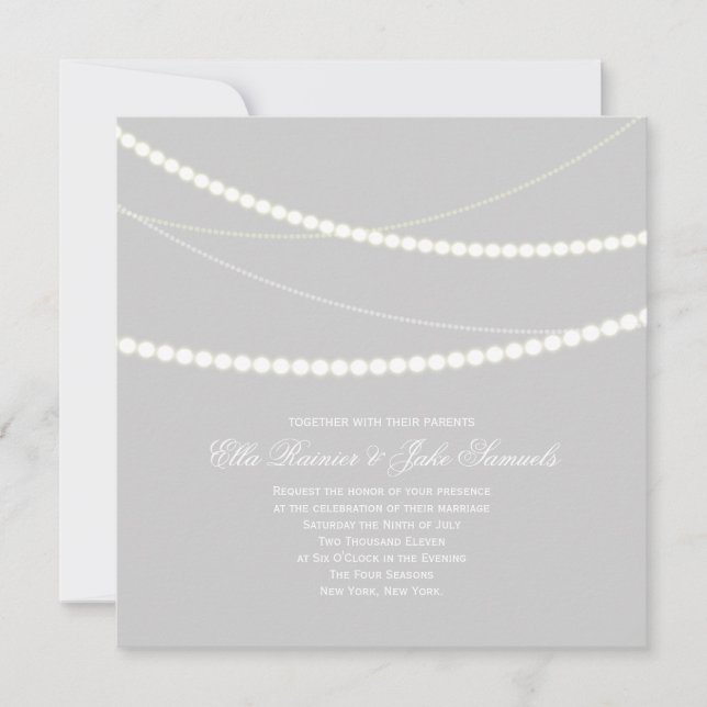 Customizable Elegant Light Strings Wedding Invite (Front)