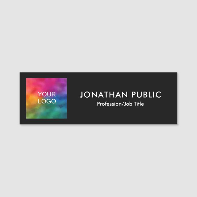 Customizable Elegant Modern Your Logo Here Name Tag (Front)