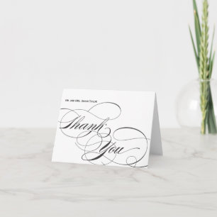 Customizable Elegant Script Thank You Card - Black