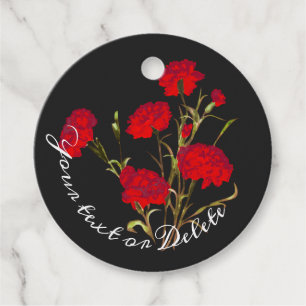 Customizable Elegant Vintage Floral Red Carnation Favour Tags