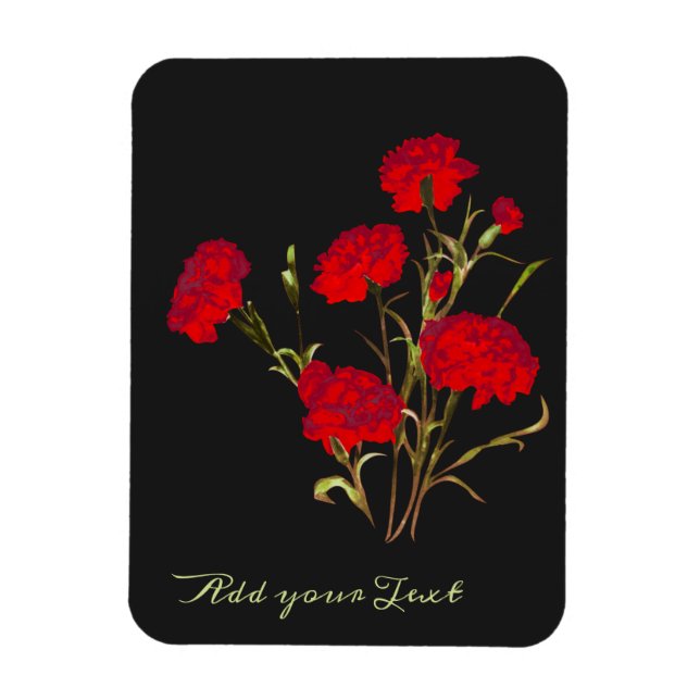 Customizable Elegant Vintage Floral Red Carnation Magnet (Vertical)
