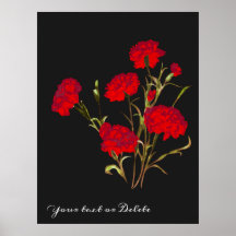 Customizable Elegant Vintage Floral Red Carnation