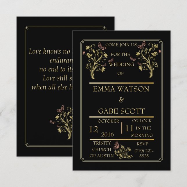 Customizable Elegant WEDDING INVITATION (Front/Back)