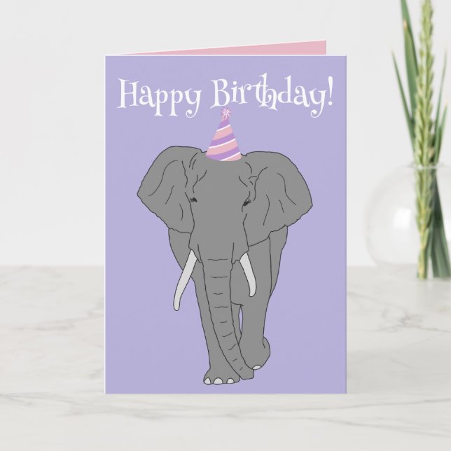 Customizable Elephant Birthday Card (Front)