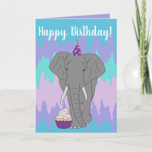 Customizable Elephant Birthday  Card