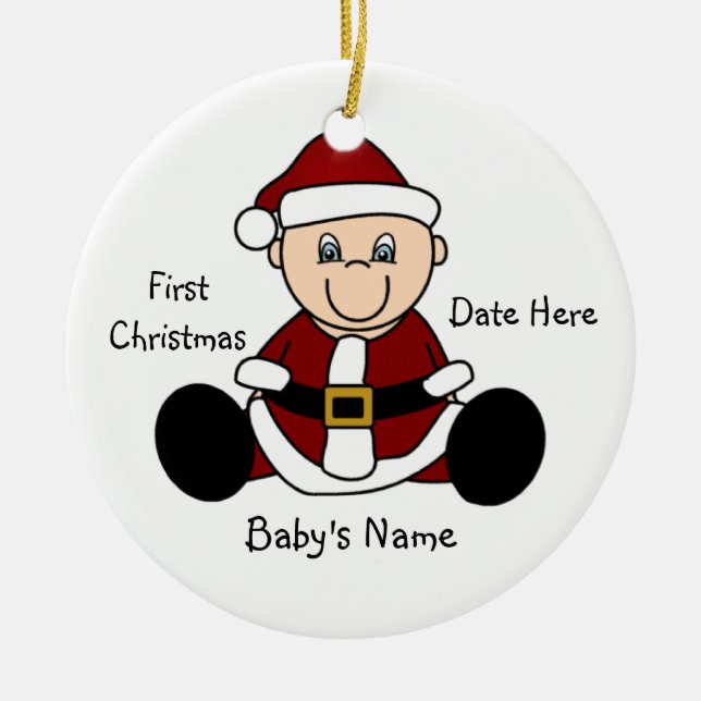Customizable Elf First Christmas Ornament (Front)