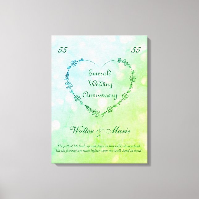 Customizable Emerald Wedding Anniversary Canvas Print (Front)
