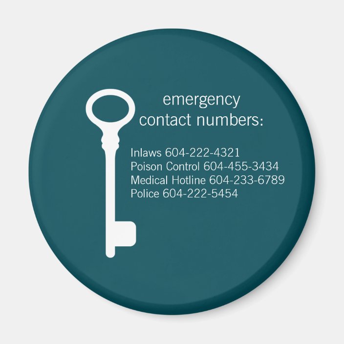 Customizable Emergency Contact Numbers Zazzle.ca