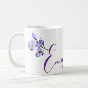 Customizable Emily name pretty blue crocus floral Coffee Mug