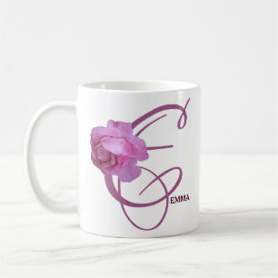 Customizable Emma name pink rose flowers vintage  Coffee Mug
