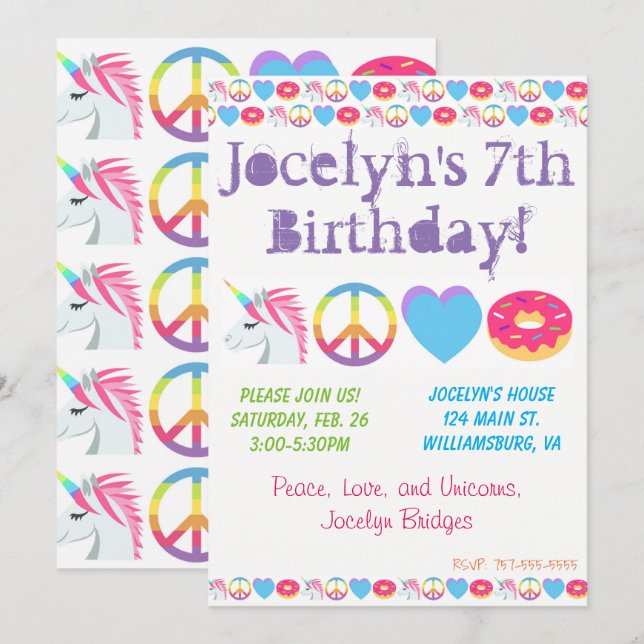 Customizable Emoji Birthday Invitation (Front/Back)