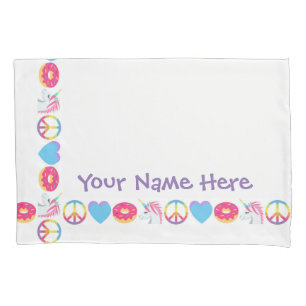 Customizable Emoji Pillow Case -Peace,Love,Unicorn