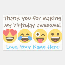 Customizable Emoji Thank You Stickers -Emoji faces