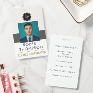 Customizable Employee Photo ID Card Logo - Brown Badge