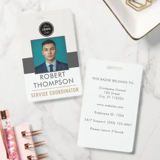 Customizable Employee Photo ID Card Logo - Brown Badge