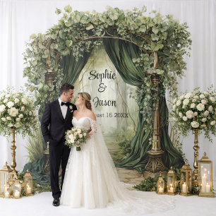  Customizable Enchanted Archway Wedding Backdrop Tapestry