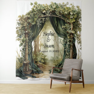 Customizable Enchanted Archway Wedding Backdrop Tapestry