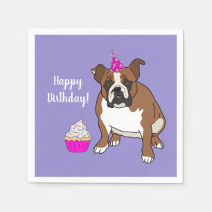 Customizable English Bulldog Birthday Napkins