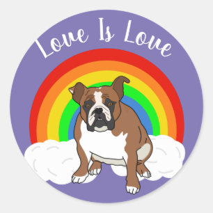 Customizable English Bulldog Pride Rainbow Classic Round Sticker
