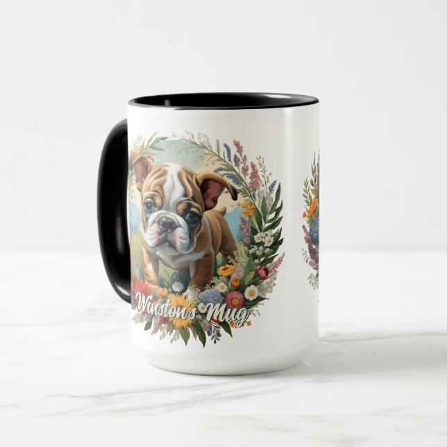 Customizable English Bulldog Puppy Laurel  Mug (Front Left)