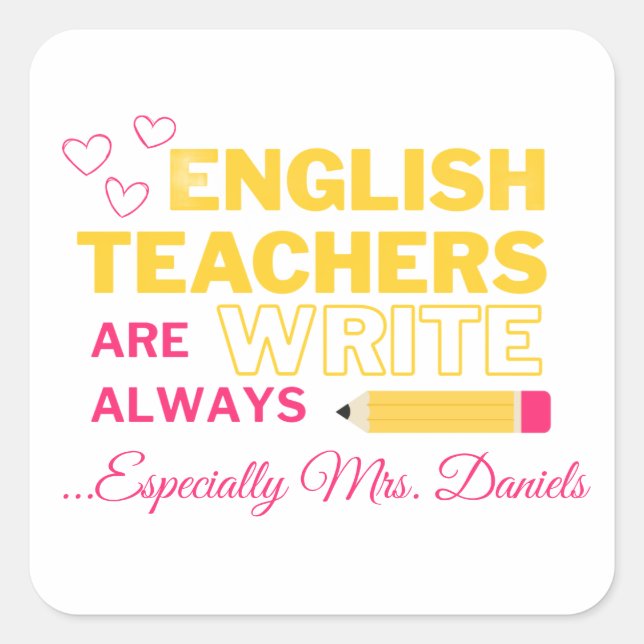 Customizable English Teacher Stickers (Front)