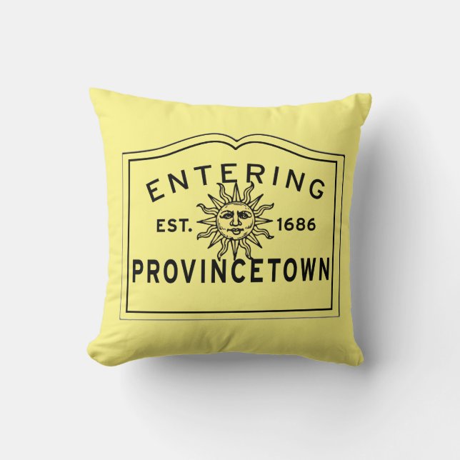 Customizable Entering Provincetown MA Town Sign Throw Pillow (Front)