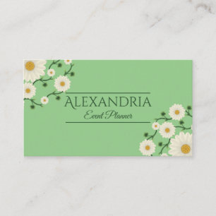 Customizable Event Planner Floral Daisy  Business Card