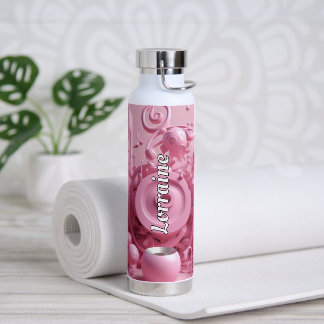 Customizable Eye-Catching 3D Pink Swirl Water Bottle