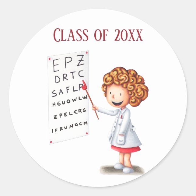 Customizable eye doctor graduation stickers (Front)
