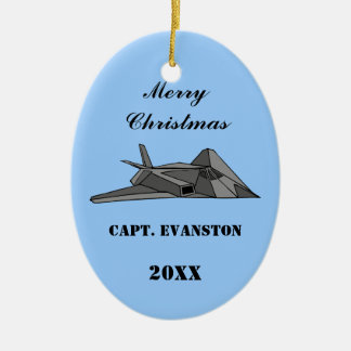 Customizable F117 Stealth Fighter Bomber Design Ceramic Ornament