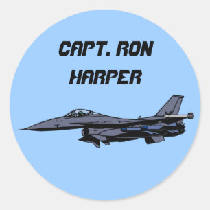 Customizable F16 Fighter Design Classic Round Sticker